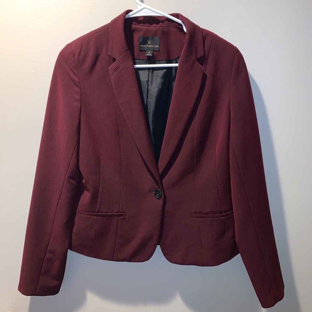 Worthington Dark Red Suit Jacket Blazer